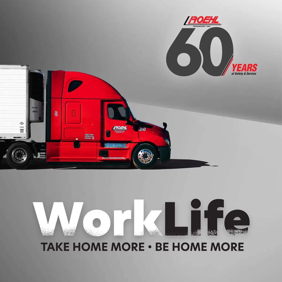 Roehl truck on a red background