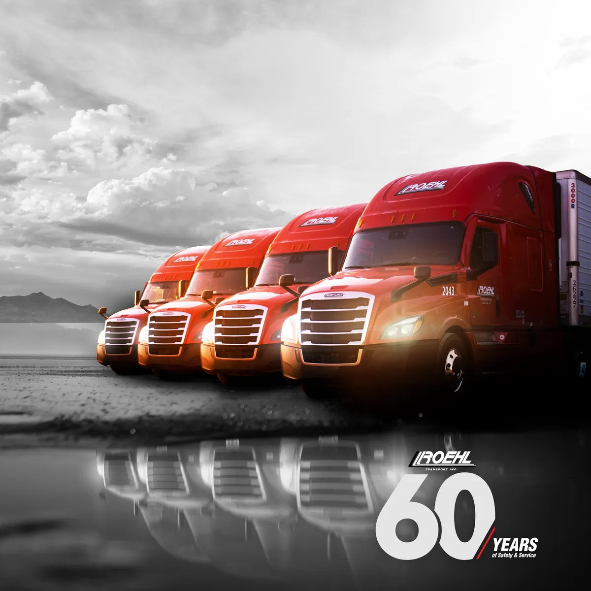 Reflections in the side of a Roehl truck